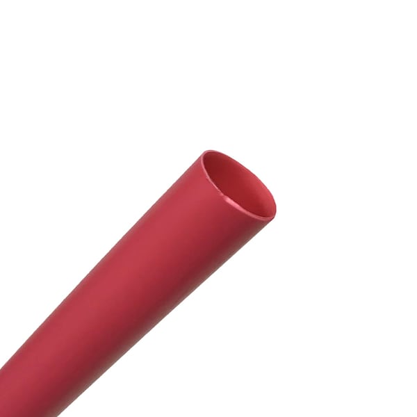 Adhesive Lined Heat Shrink Tube, Dual Wall, 3:1 I.D. Shrink Ratio, 0.32 in I.D. Before Shrinking, Red, 4 ft
